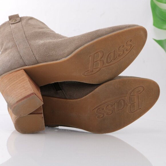 Bass Womens Shiloh Boot Size 9 Tan Taupe Suede Block Heel Boho Comfy Bootie - Picture 8 of 11